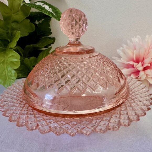 Vintage Anchor Hocking Miss America Pink Depression Glass Covered‎ Dish - Picture 1 of 5